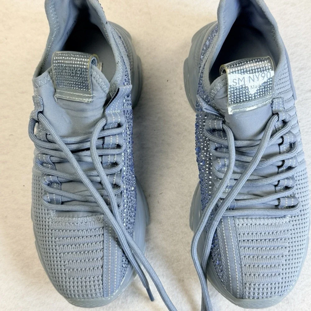 Steve Madden Maxima Rhinestone Chunky Sneakers Blue Women's Size 7.5 Lace Up